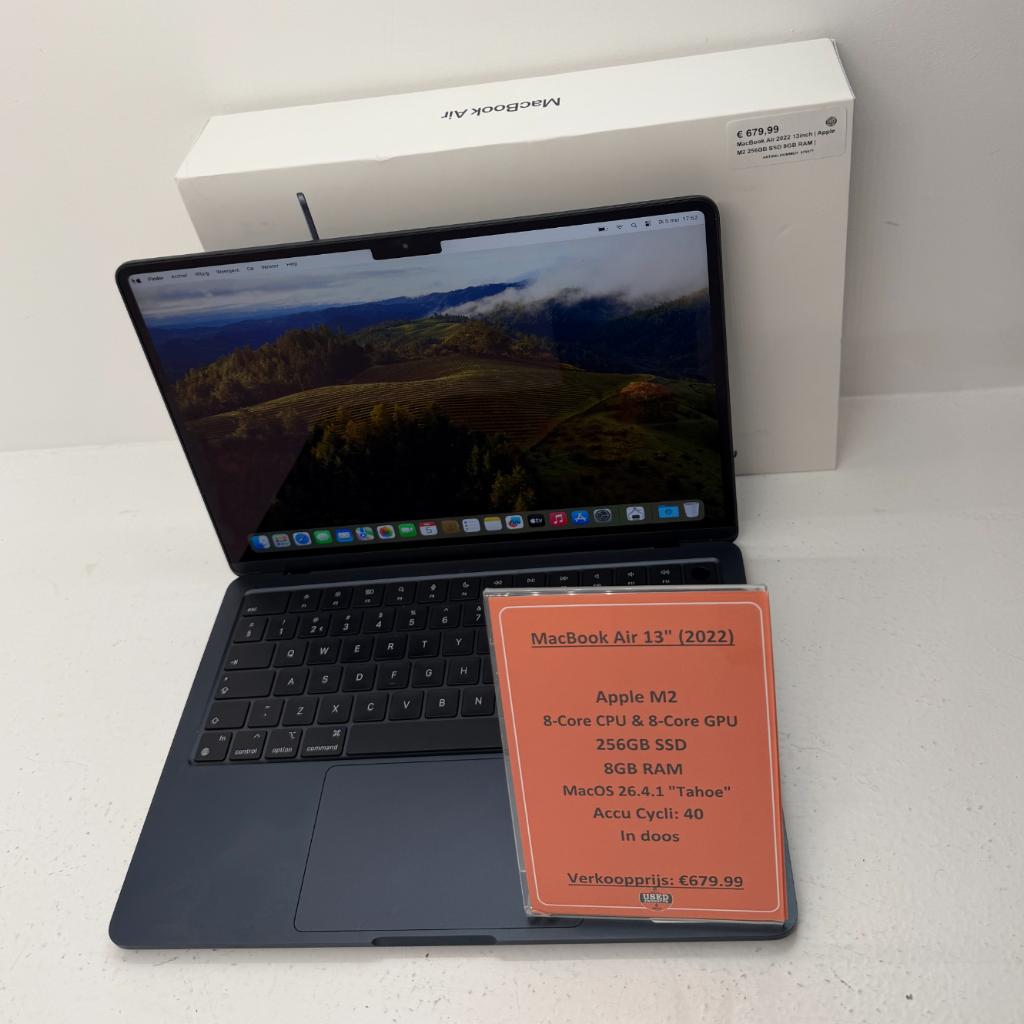 MacBook Air 2022 13inch | Apple M2 256GB SSD 8GB RAM |, Computers en Software, Apple Macbooks, 256 GB, 2 tot 3 Ghz, Qwerty, Ophalen of Verzenden