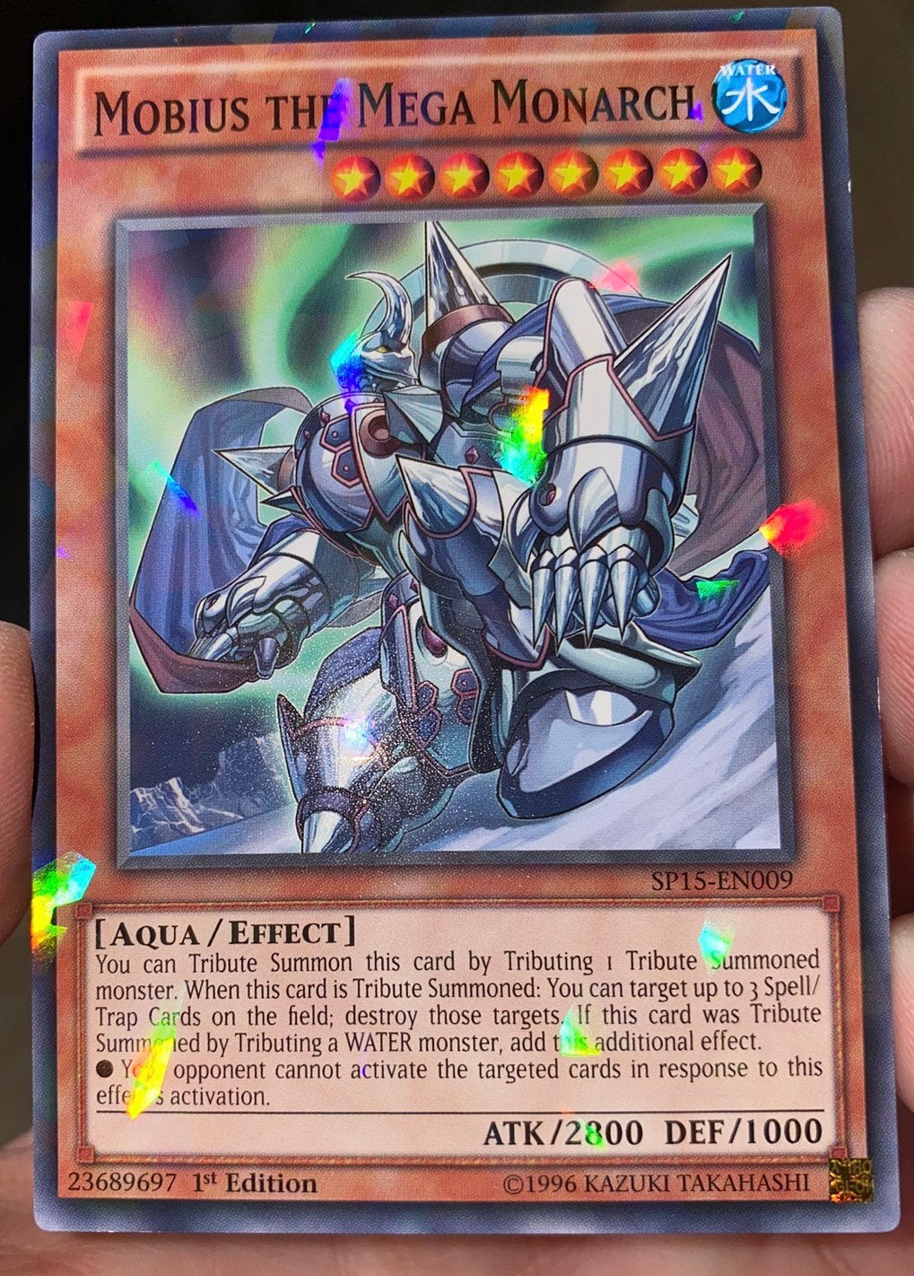 Yu-Gi-Oh! Mobius the Mega Monarch SP15 1st Edition !, Ophalen of Verzenden, Gebruikt, Losse kaart, Foil
