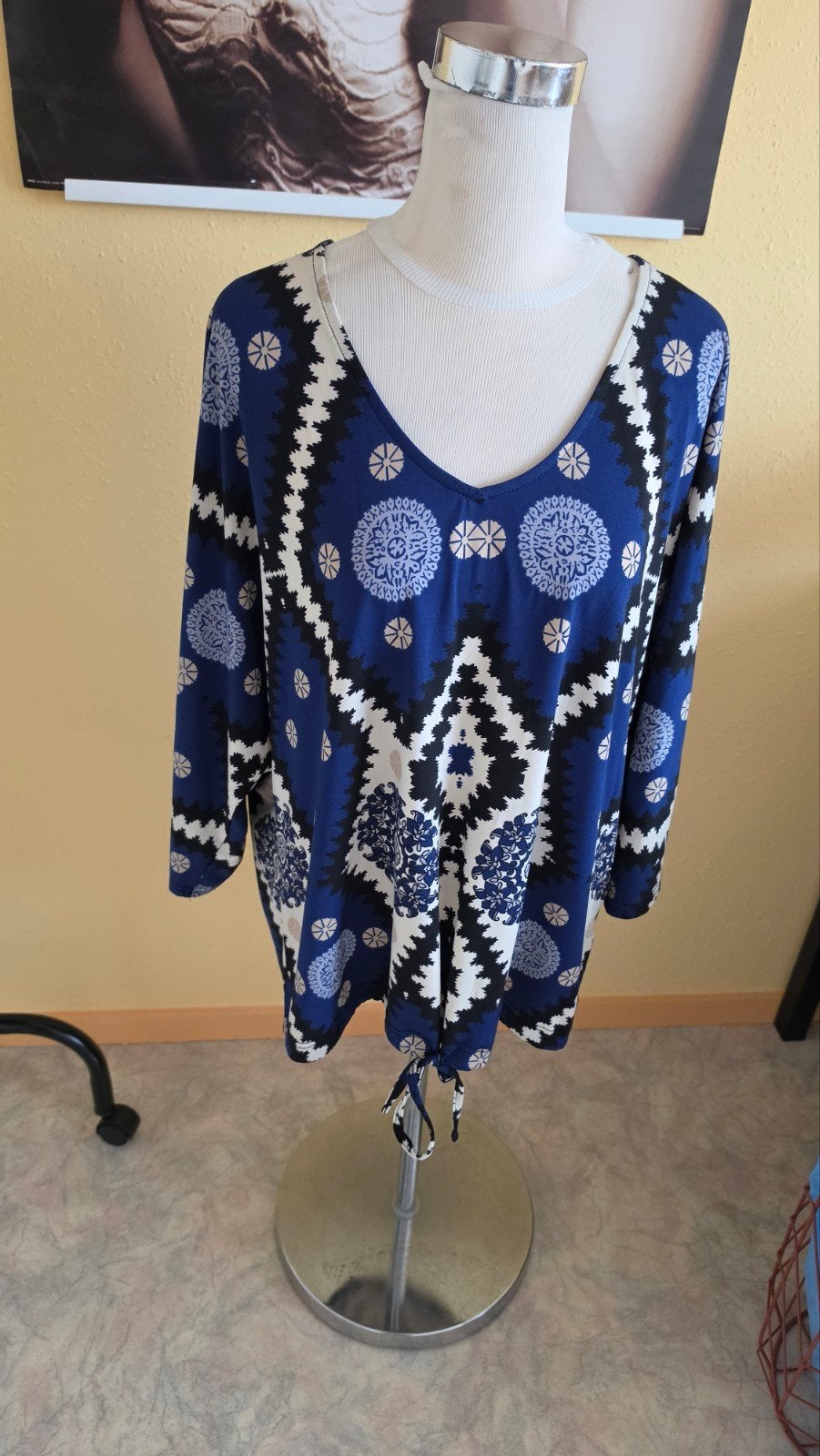 Norah Blouse met print - Maat 44, Blauw, Maat 42/44 (L), Ophalen of Verzenden, Zo goed als nieuw