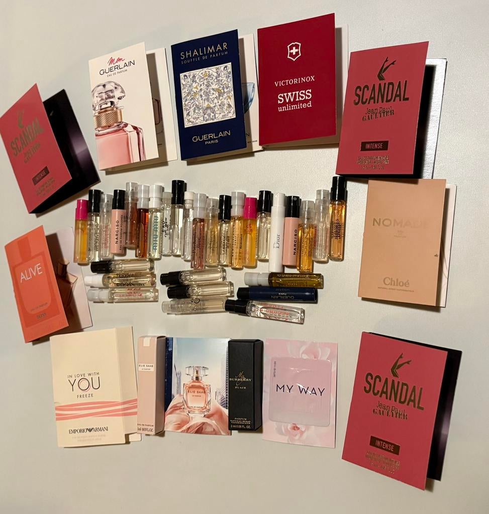 Parfum Sample Set #3 - YSL Kenzo Serge Lutens Burberry, Verzenden, Zo goed als nieuw