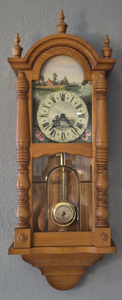 Fraaie REGULATEUR, massief blank eiken, Ophalen