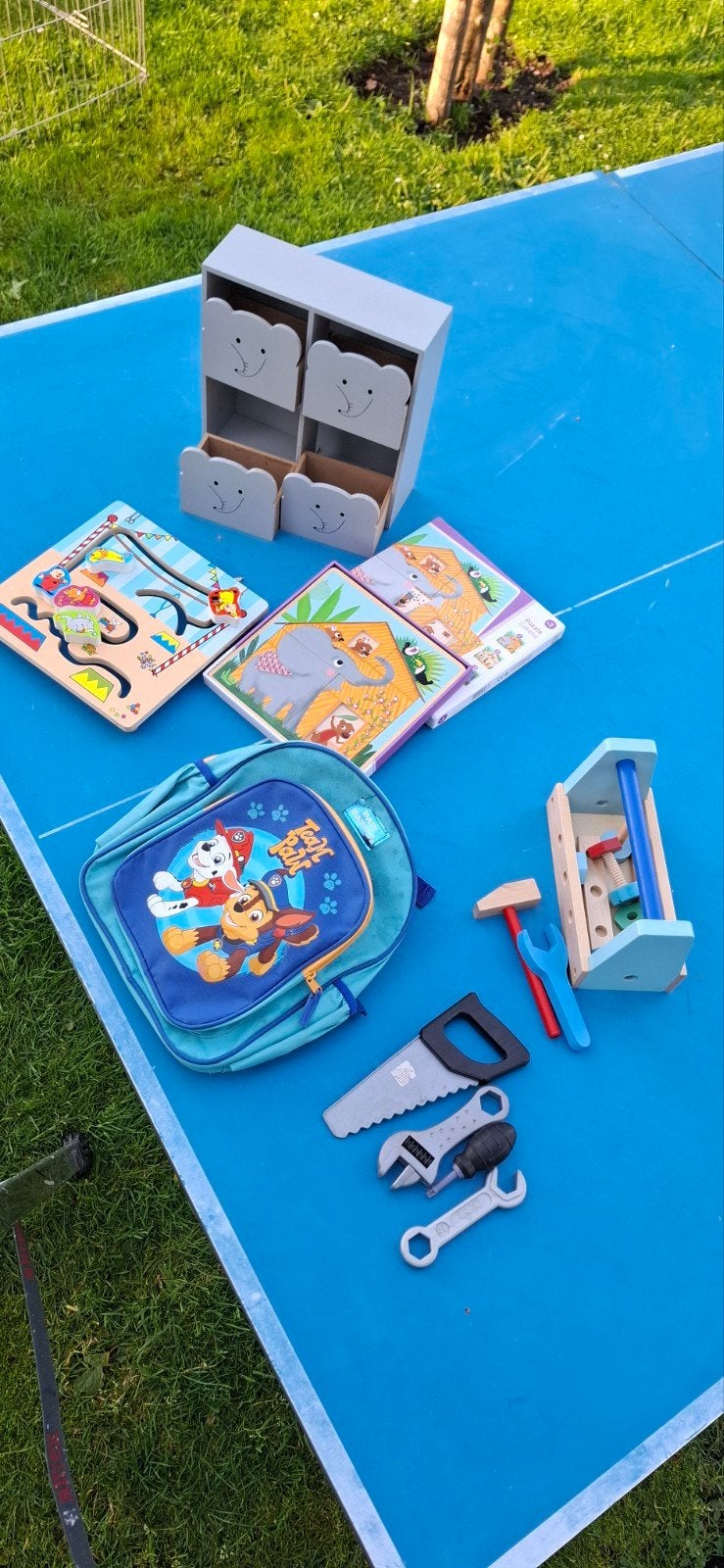 houten speelgoed, rugtas Paw Control, puzzle, opbergvakjes, Ophalen of Verzenden, Zo goed als nieuw