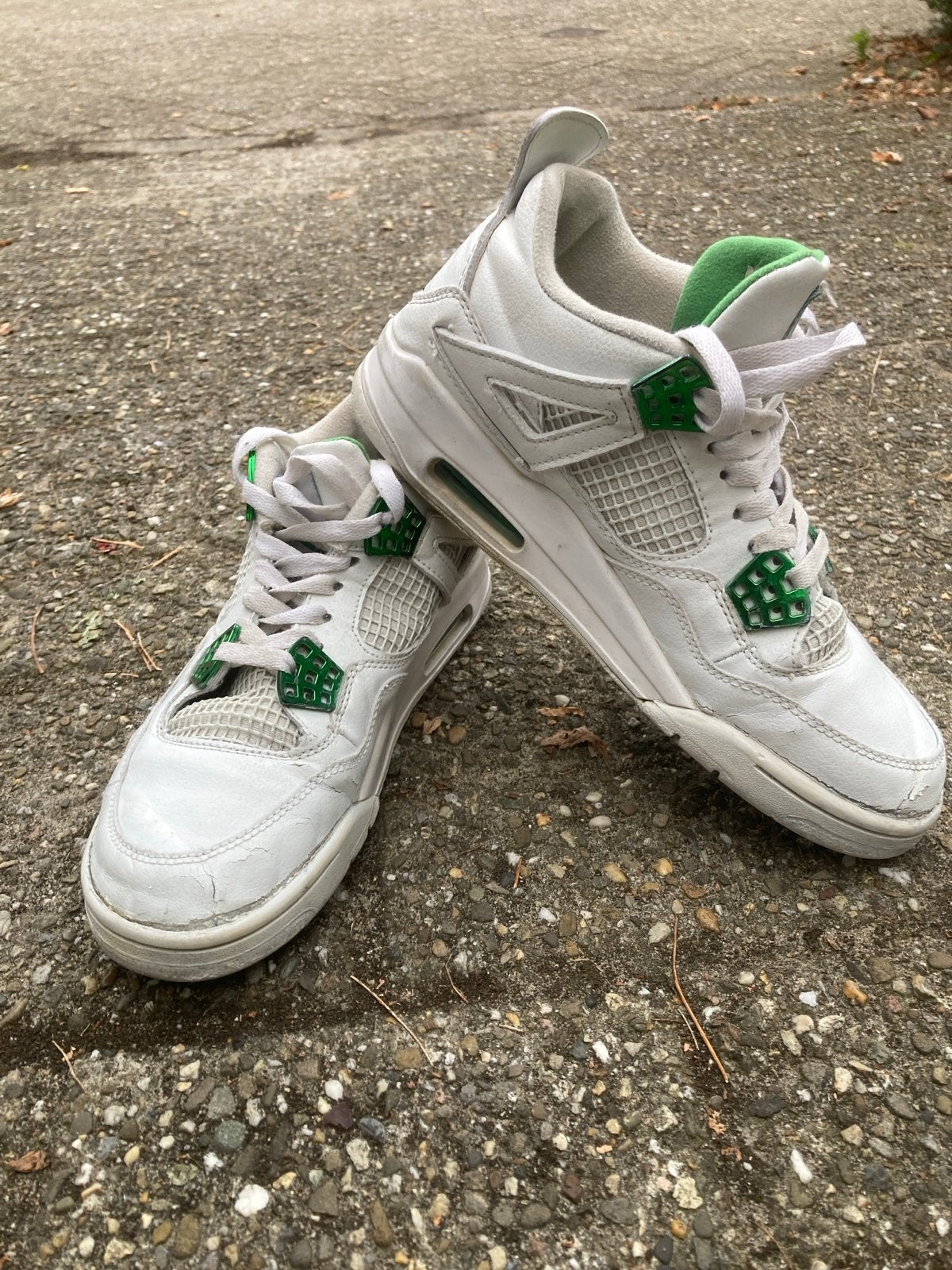 Nike Air Jordan 4 Retro Metallic Green sneakers mt 40, Wit, Ophalen of Verzenden, Sneakers of Gympen, Gedragen