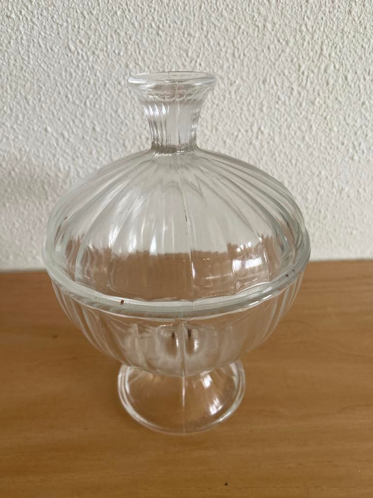 Glazen Bonbonschaaltje met Deksel - Elegant en Tijdloos, Schaal, Rond, Ophalen of Verzenden, Glas