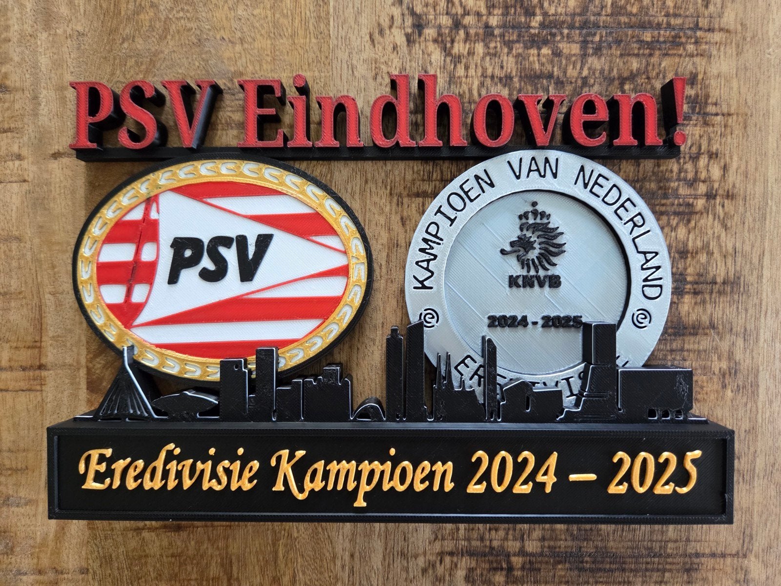 Uniek 3d PSV logo en Skyline - 23cm, Ophalen of Verzenden, Nieuw, PSV, Beeldje of Poppetje