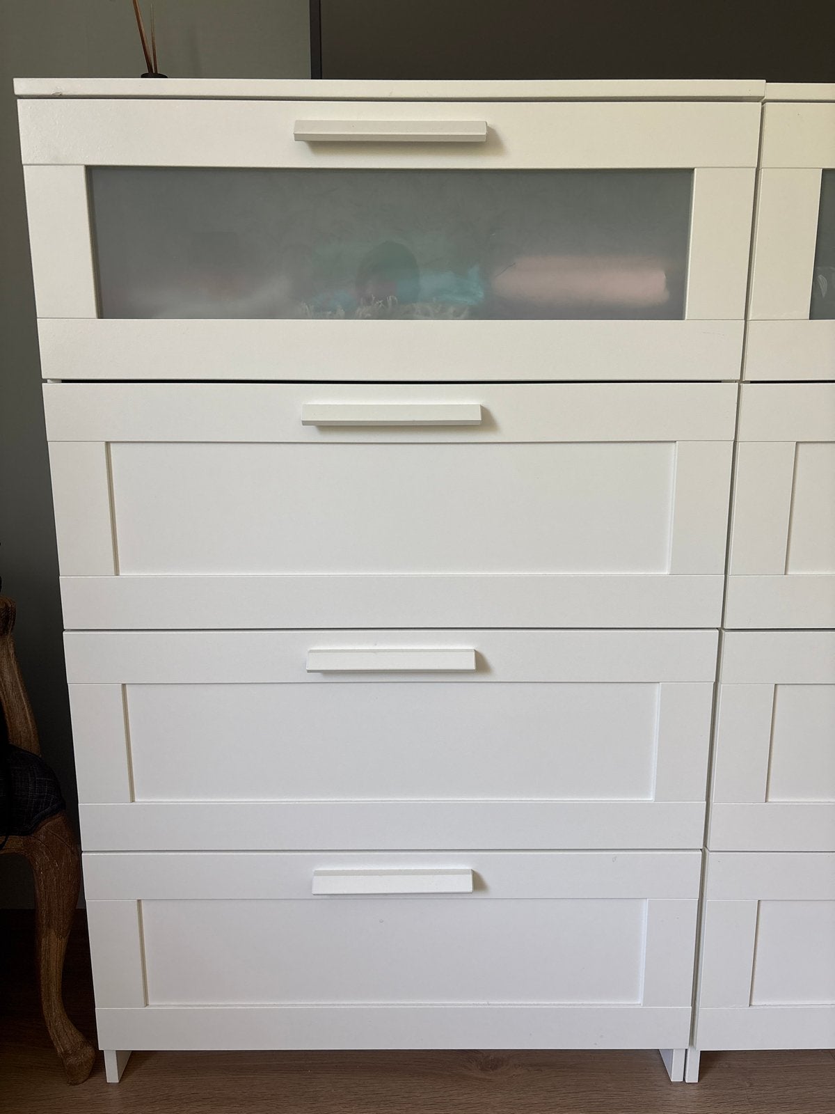 Witte ladekast Brimnes Ikea 4 laden, Ophalen, Gebruikt, 100 tot 150 cm, 50 tot 100 cm