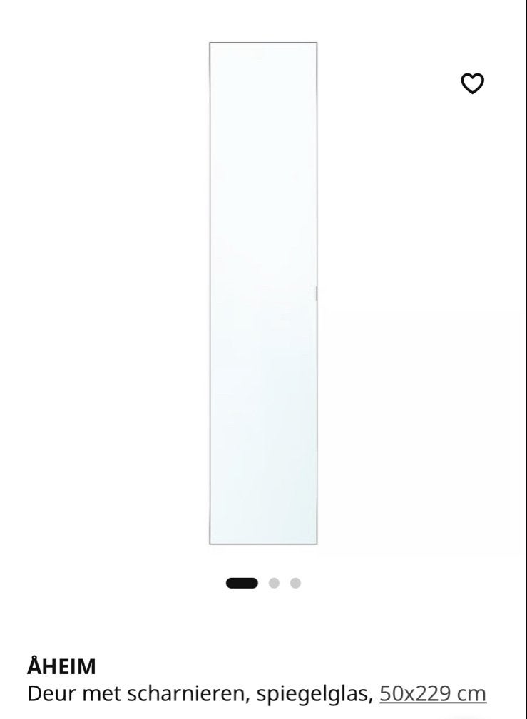 Spiegelglas deur 50x229 cm voor IKEA PAX kast, Ophalen, Minder dan 50 cm, Gebruikt, 200 cm of meer