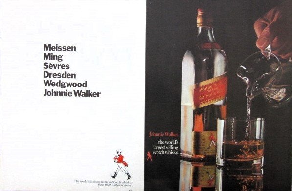 10 vintage advertenties reclames Johnnie Walker whisky 69-72, Ophalen of Verzenden, Gebruikt, Gebruiksvoorwerp