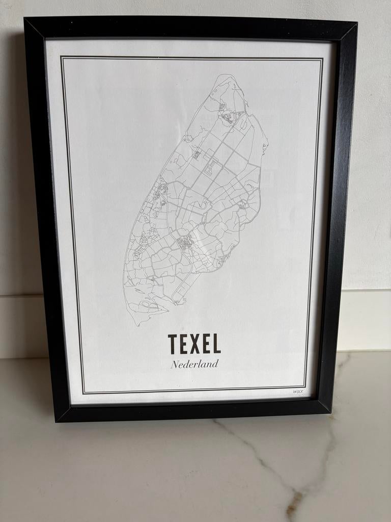 Van Wijck Poster Texel 30x40 cm met zwarte lijst, Ophalen of Verzenden, Zo goed als nieuw, Foto of Poster, Minder dan 50 cm
