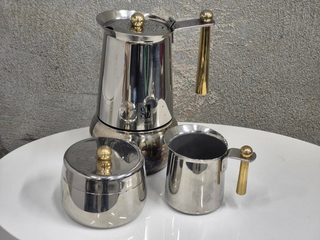 Douwe Egberts GB mokkapot percolator met suiker en melkset, Gebruikt, 10 kopjes of meer, Koffiemachine, Gemalen koffie