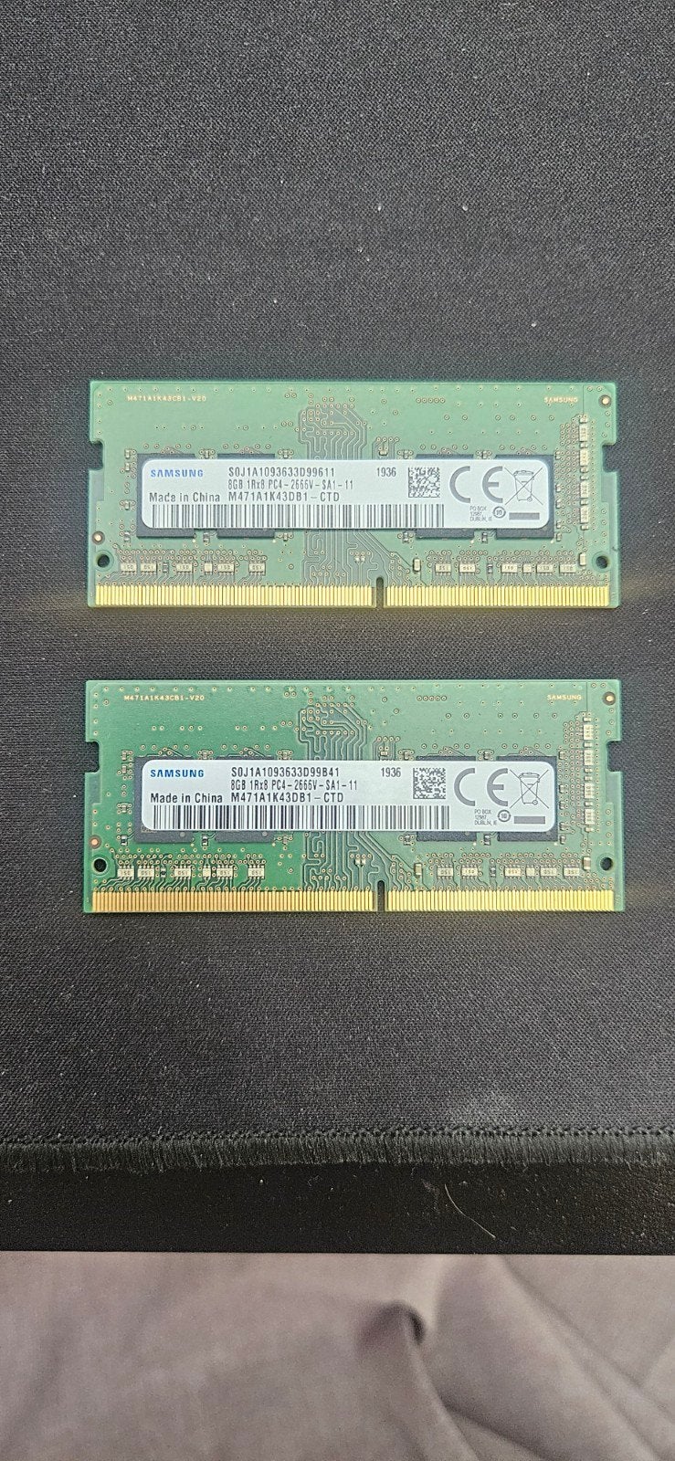 2x Samsung 8GB DDR4 RAM PC4-2666V Laptop Geheugen, Computers en Software, RAM geheugen, Ophalen, DDR4, 8 GB, Zo goed als nieuw