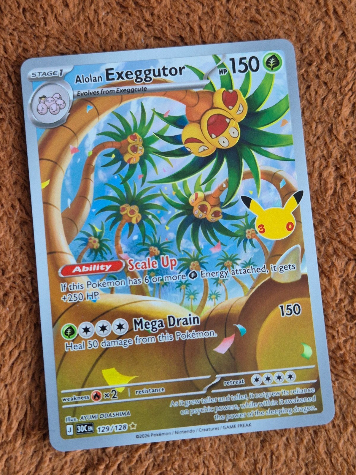 Alolan Exeggutor - 129/128 - 30th Celebration (30C 129) NM, Ophalen of Verzenden, Nieuw, Losse kaart