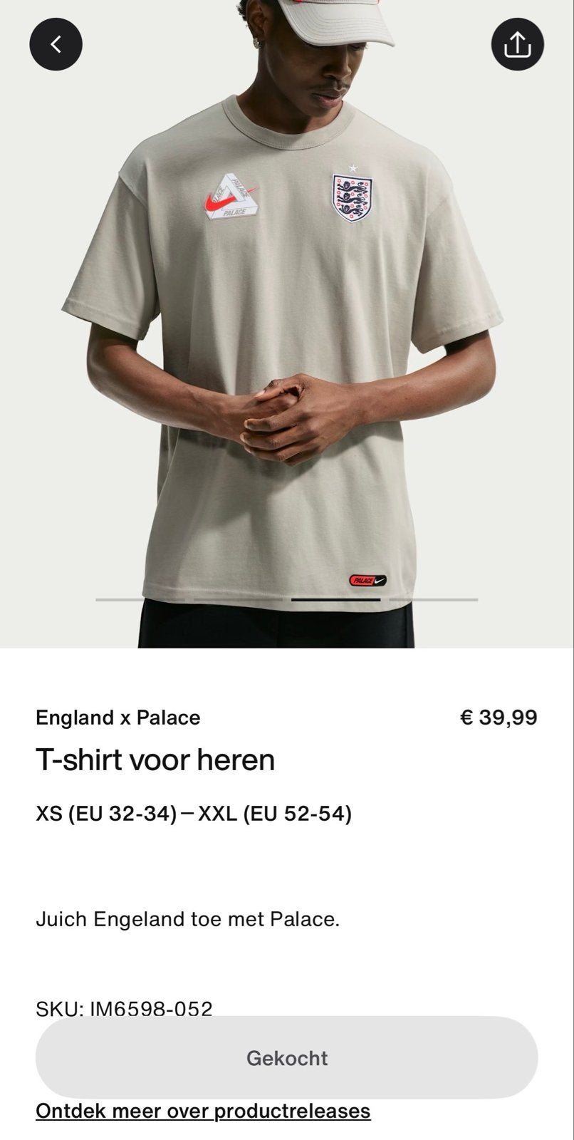 Nike x Palace England T-shirt Heren - Grijs, Verzenden, Nieuw, Overige maten, Grijs