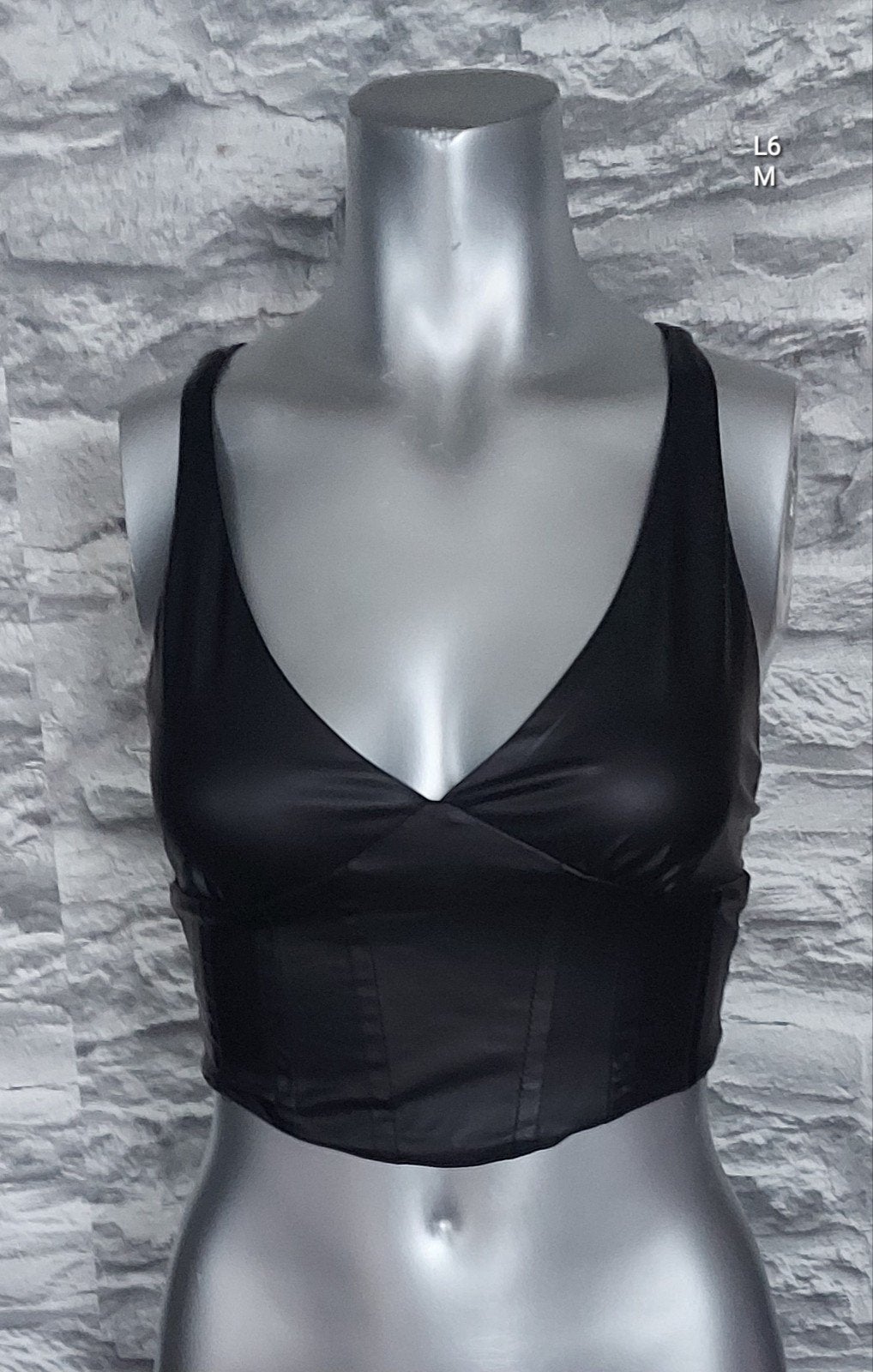 Zwarte PU Leren Crop Top - Maat M, Maat 38/40 (M), Zwart, Zo goed als nieuw, Zonder mouw