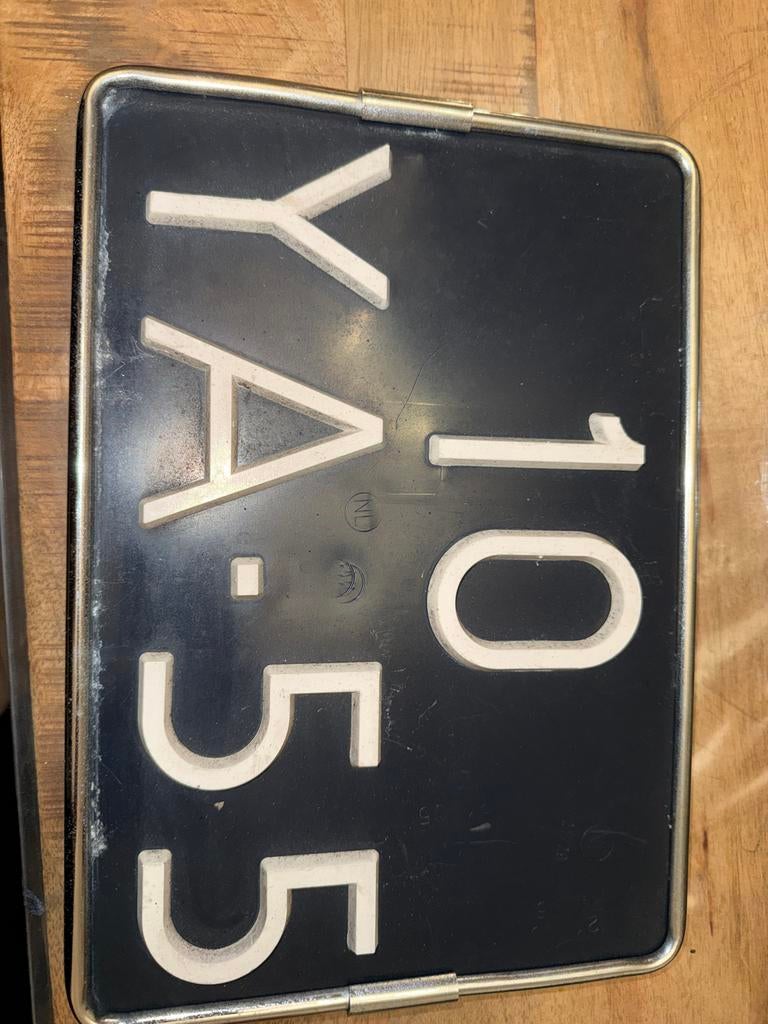 Oude Nederlandse Kentekenplaat 10-YA-55 - Zwart, Ophalen of Verzenden, Gebruikt, Oldtimer onderdelen