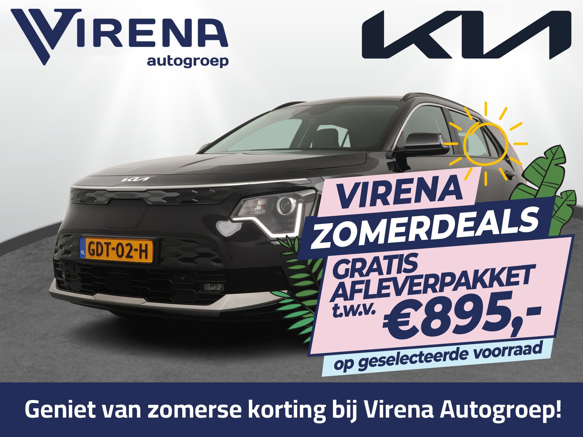 Kia Niro EV DynamicLine 64.8 kWh Automaat - SOH 98,9% - Navi, Auto's, Stof, Met garantie (alle), 1657 kg, Zwart