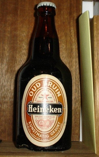 Heineken Oud Bruin 45cl. vol, Verzamelen, Biermerken, Ophalen of Verzenden, Zo goed als nieuw, Flesje(s), Heineken
