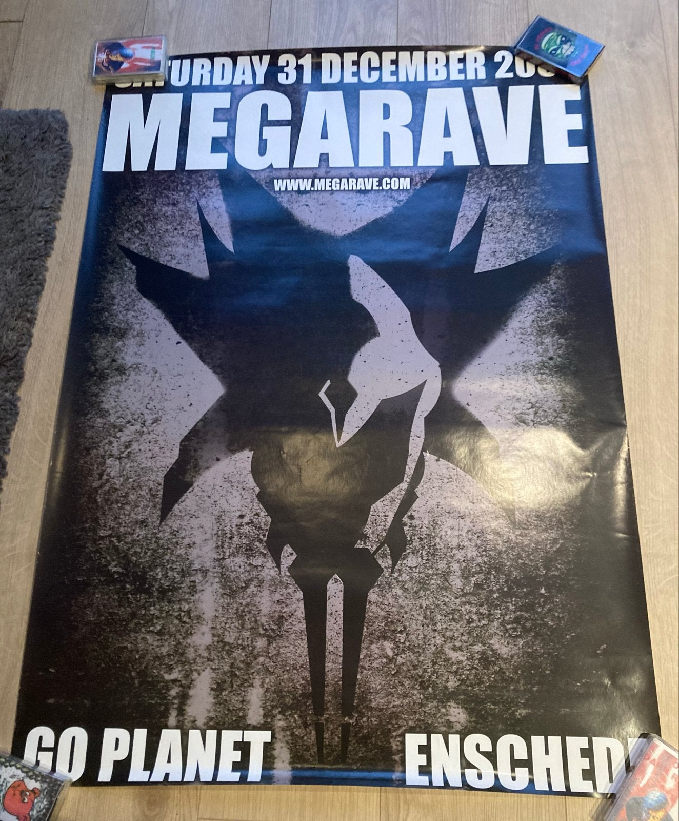 Poster Megarave -  Hardcore gabber, Deurposter of groter, Ophalen of Verzenden, Overige onderwerpen, Rechthoekig Staand