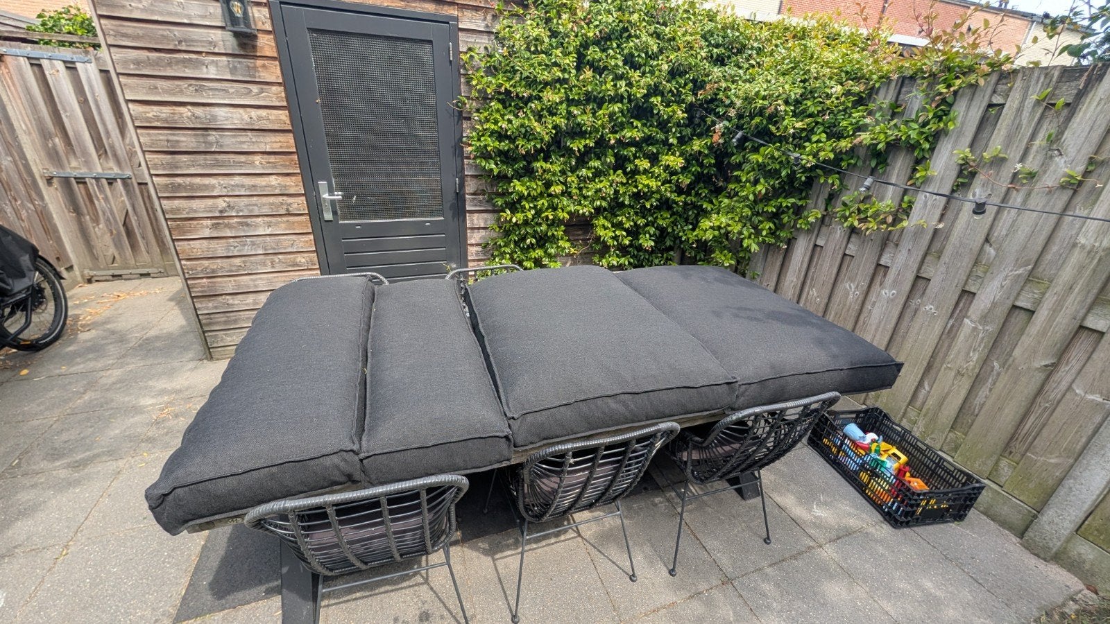 Palletkussens Hidde Karwei Zwart - Zeer goede staat, Tuin en Terras, Tuinsets en Loungesets, Ophalen, Overige materialen, 6 zitplaatsen