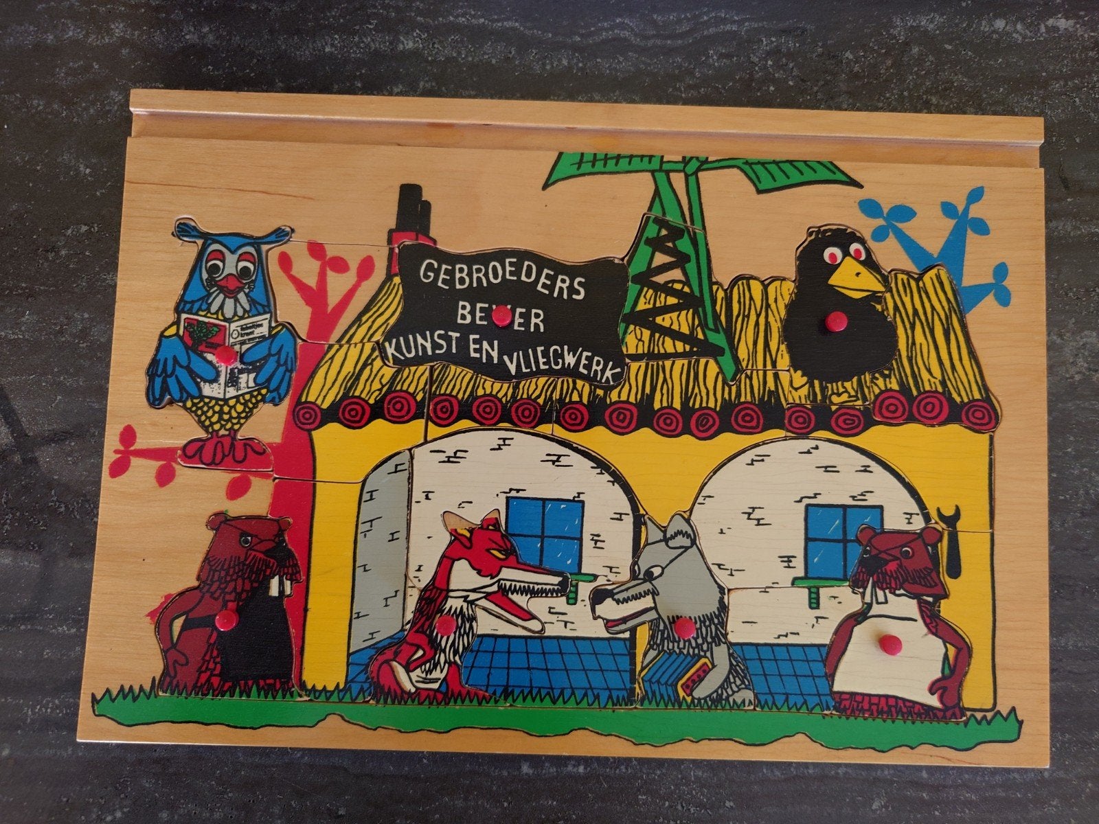 Houten Fabeltjeskrant Puzzel - Origineel Jaren '80, Gebruikt, 10 tot 50 stukjes, Ophalen of Verzenden, Van hout