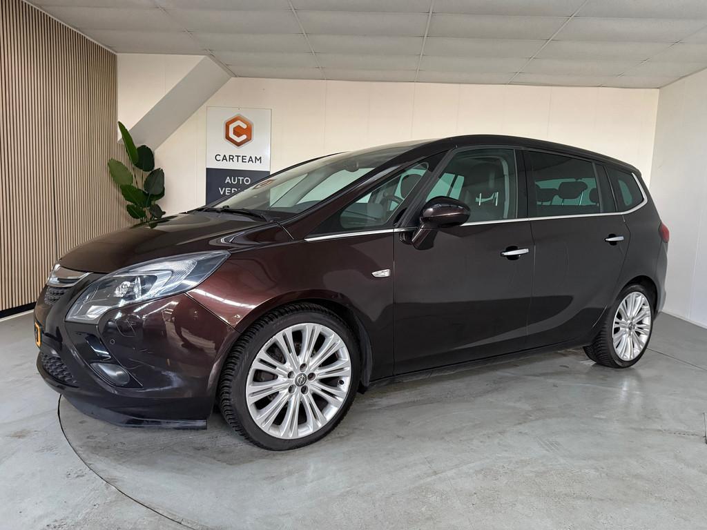 Opel Zafira Tourer 1.4 Cosmo 7p. Airco, Lederen bekleding, L, Auto's, Opel, Euro 5, 4 cilinders, Bruin, 7 stoelen