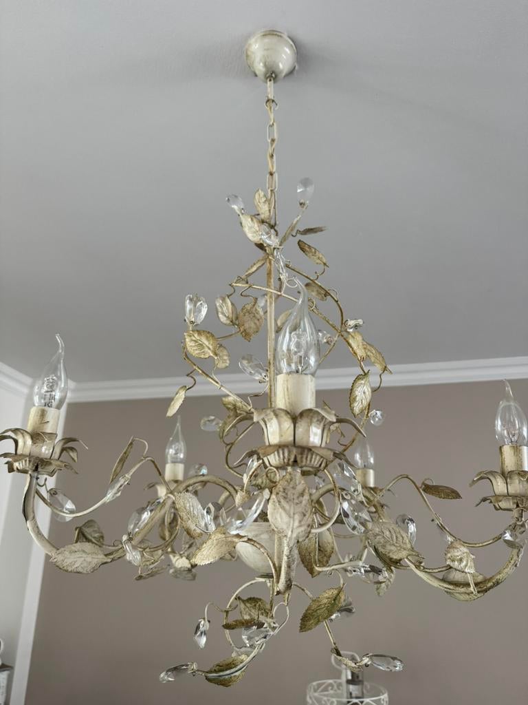 Kroonluchter landelijk brocante, Huis en Inrichting, Lampen | Kroonluchters, Ophalen of Verzenden, Gebruikt, Metaal, Brocante landelijk