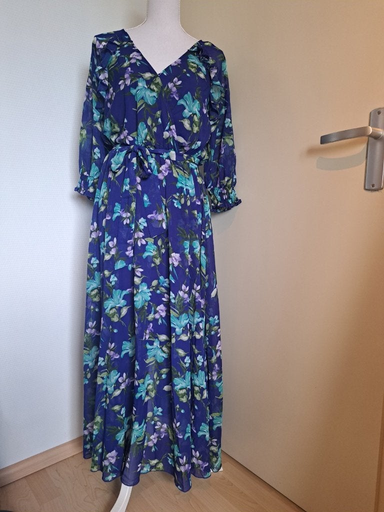Blauw bloem jurk Kate & lily, Kleding | Dames, Jurken, Blauw, Nieuw, Ophalen of Verzenden, Maat 36 (S)
