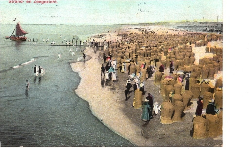 Oude Ansichtkaart Scheveningen Strand Zeegezicht 1913, Ophalen of Verzenden, Voor 1920, Gelopen