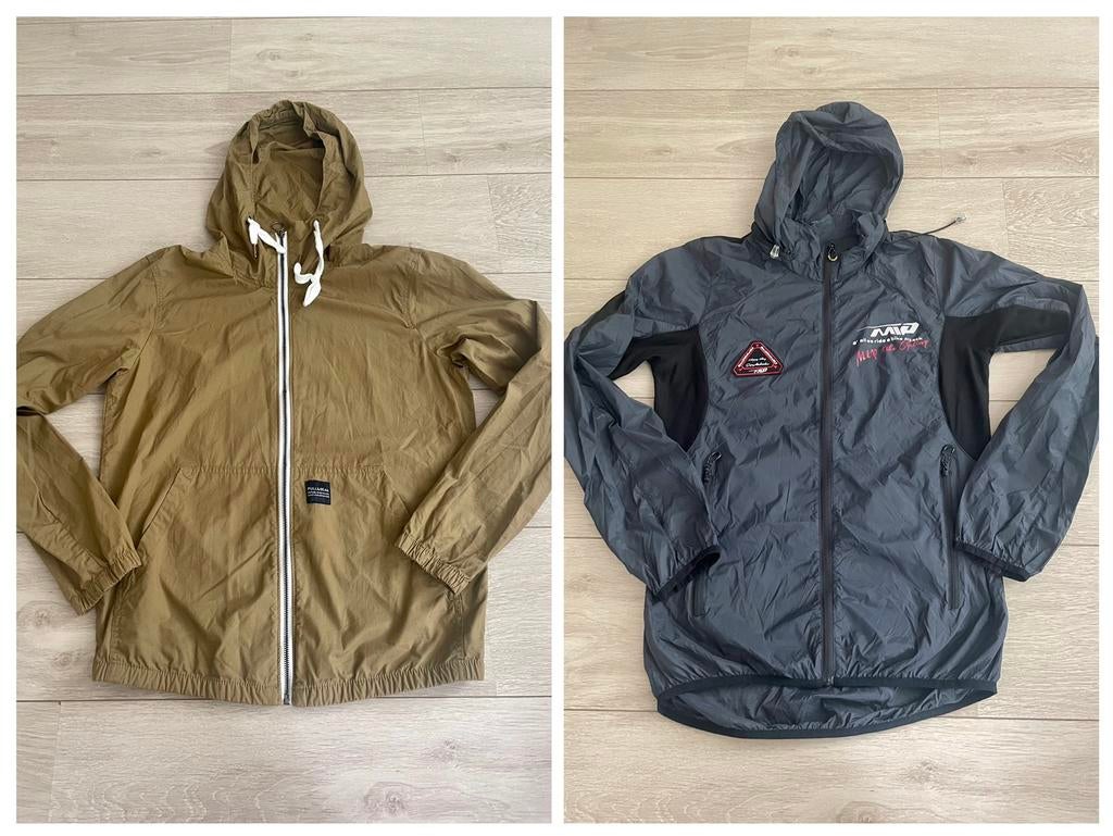 Pull & Bear safari regenjas & zwarte opvouwbare fietsjas, Ophalen, Gedragen, Maat 46 (S) of kleiner, Zwart
