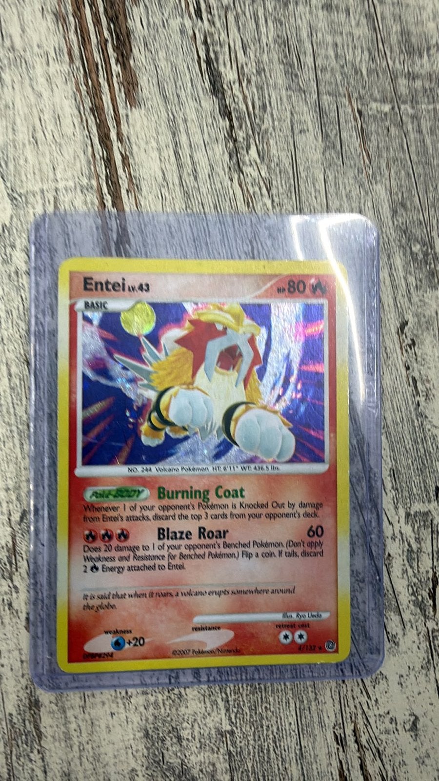 Pokémon Entei LV.43 Holo Foil Kaart - Zeer Goede Staat, Ophalen of Verzenden, Zo goed als nieuw, Losse kaart, Foil