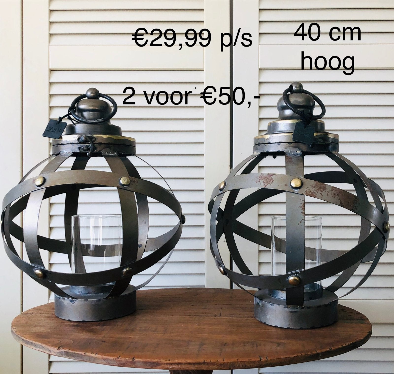 Set van 2 Mar10 metalen windlichten - Nieuw, Windlicht, Overige merken, Nieuw, Ophalen of Verzenden