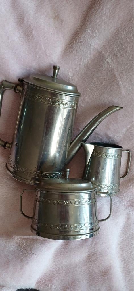Verzilverd koffie melk suiker servies, Ophalen of Verzenden