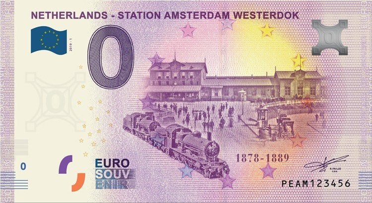 0 Euro biljet Station Amsterdam Westerdok 2019, Ophalen of Verzenden, Overige landen, 5 euro