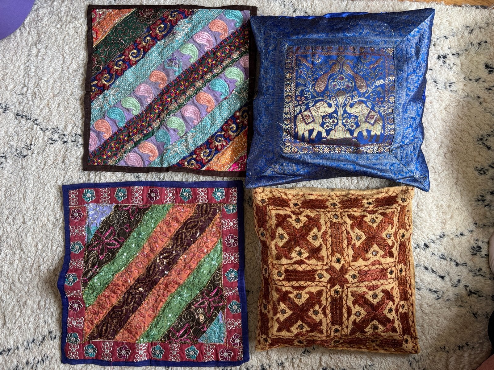 Fairtrade kussens en kussenhoezen uit India, Huis en Inrichting, Woonaccessoires | Kussens, Ophalen, Gebruikt, Overige kleuren