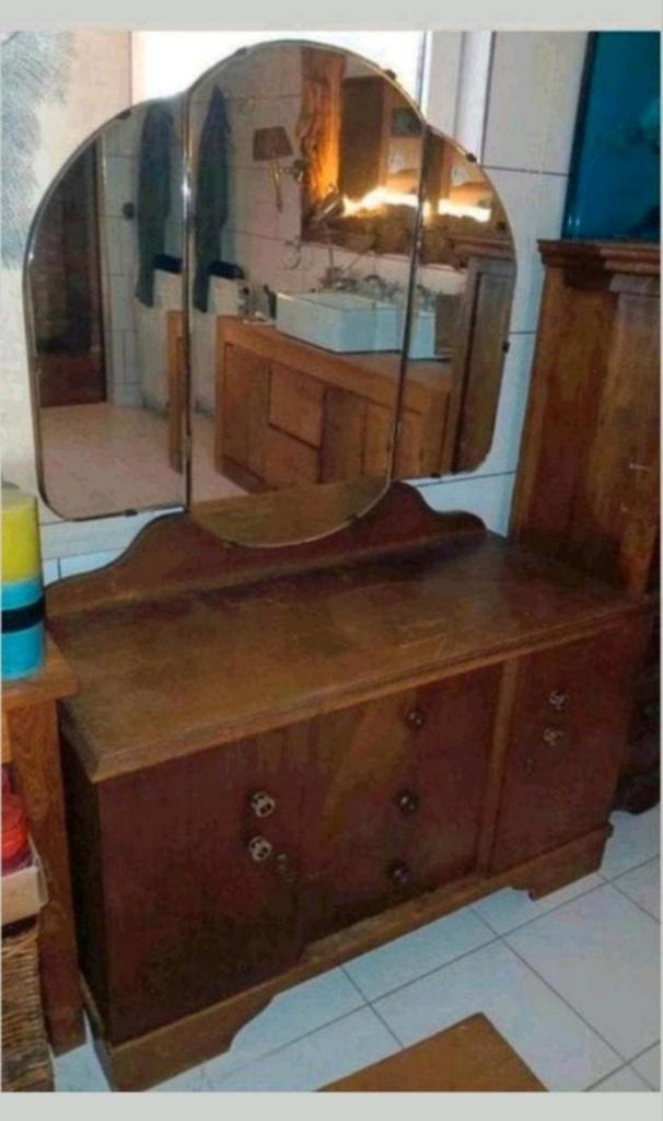 Art Deco kaptafel met spiegel, perfecte staat, Huis en Inrichting, Tafels | Kaptafels, Ophalen, 100 tot 150 cm, Zo goed als nieuw