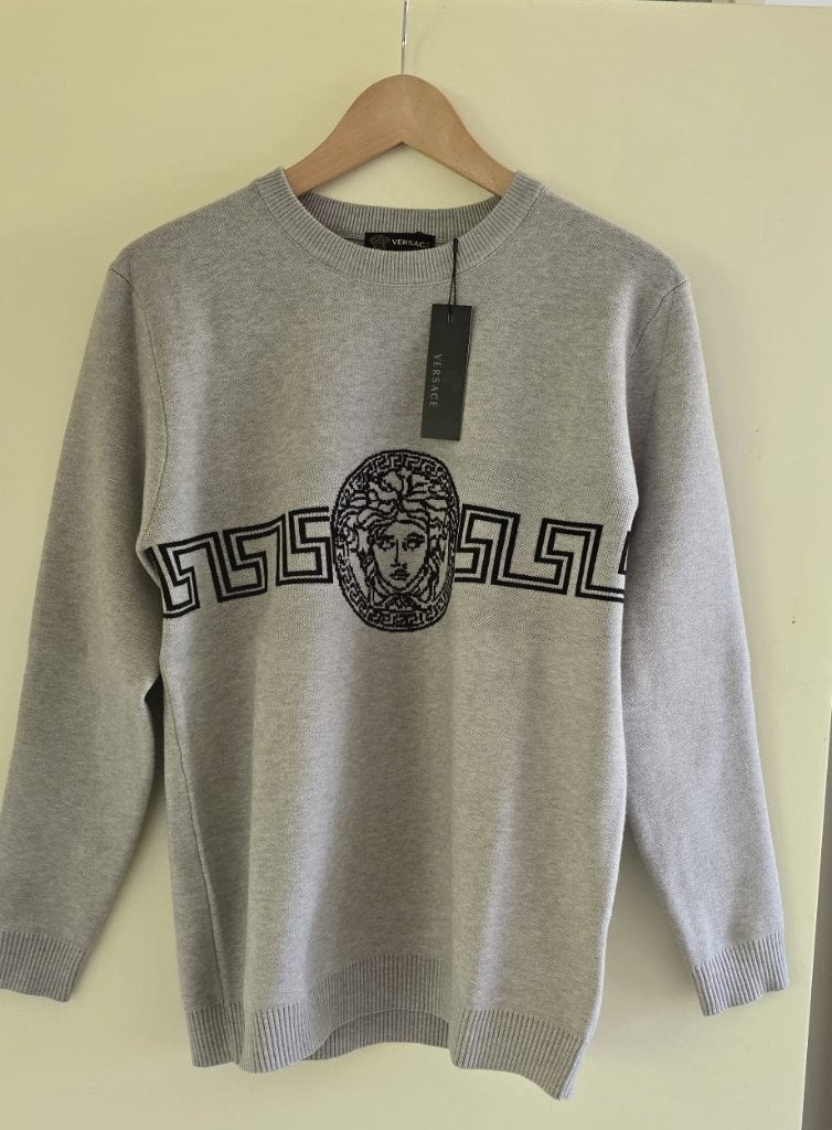 Versage nieuwe trui met logo grijs, Ophalen of Verzenden, Grijs, Versace, Maat 56/58 (XL)