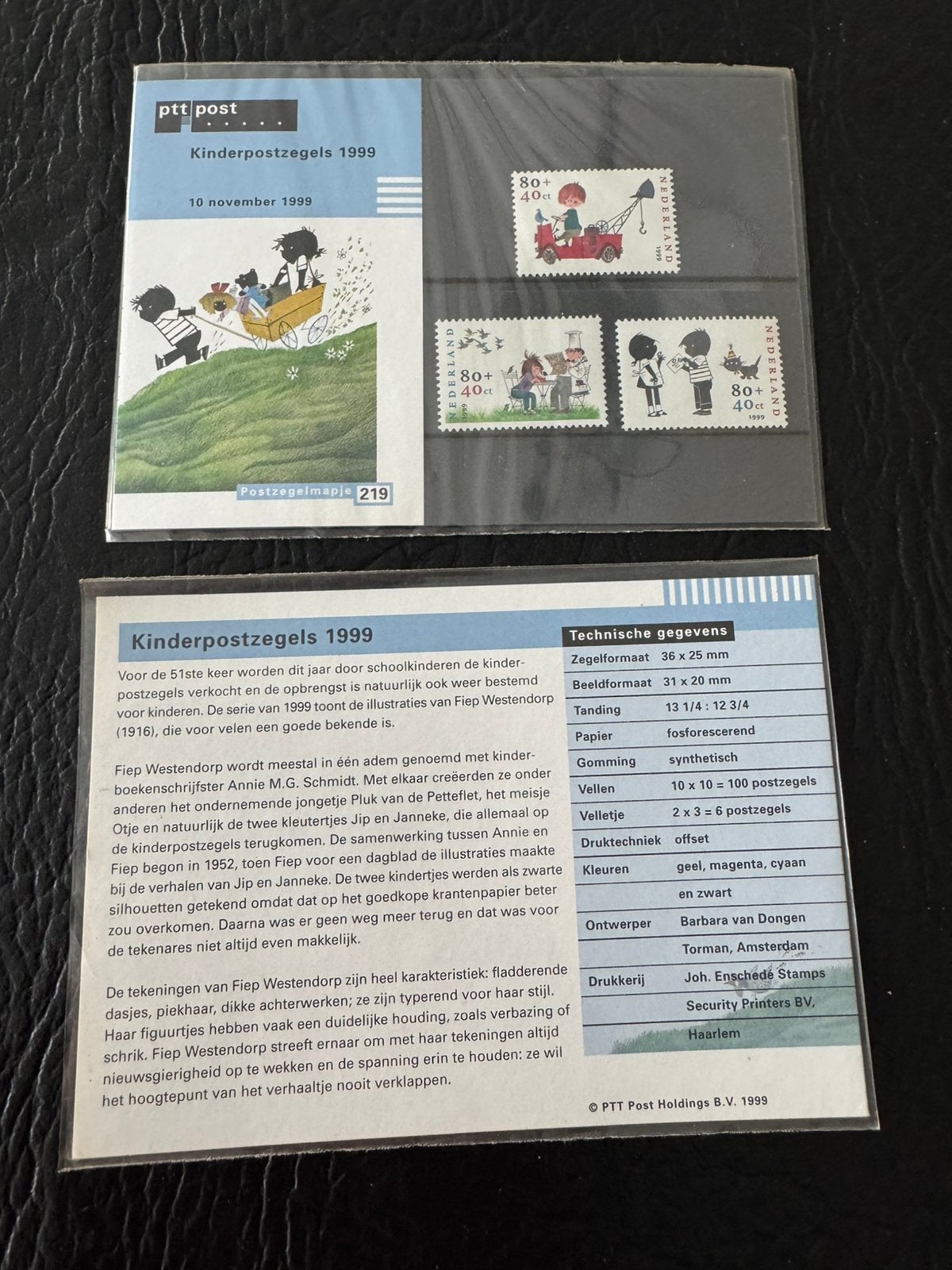 Postzegelmapje nr 219 1999 Westendorp jip en janneke zegel, Verzamelen, Ophalen of Verzenden, Overige figuren, Zo goed als nieuw
