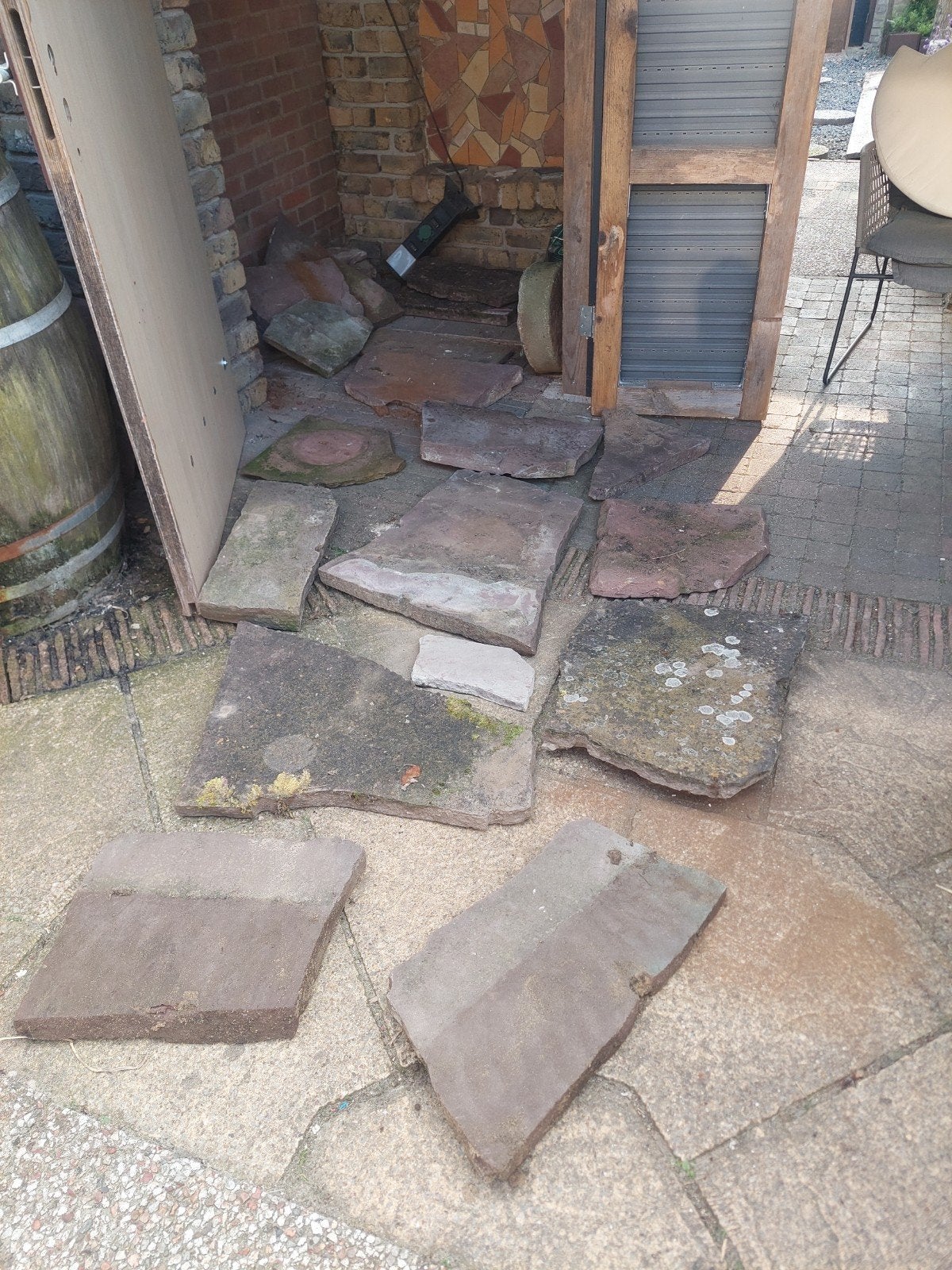 rode flagstones of staptegels, Ophalen, Natuursteen, Terrastegels