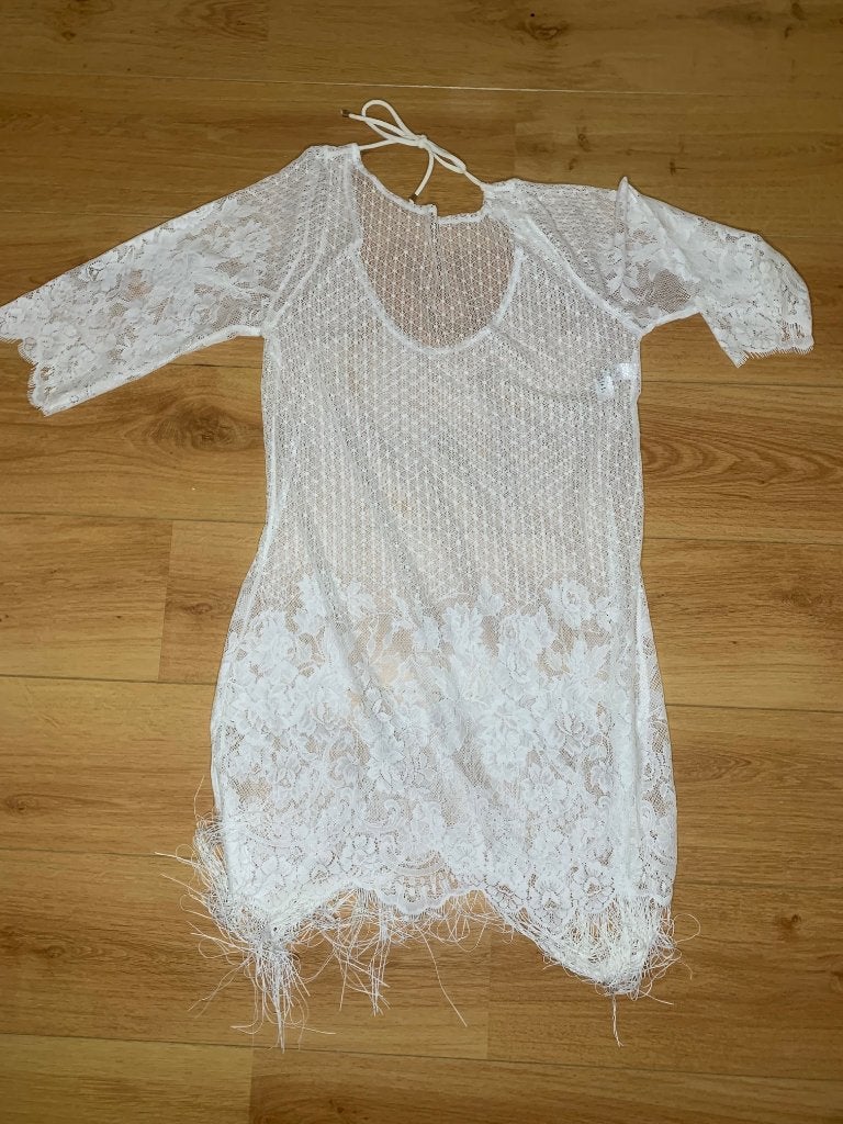 SAPPH witte kanten strandjurk M/L in ~~nieuw~~staat, Verzenden, Zo goed als nieuw, Wit, Overige typen
