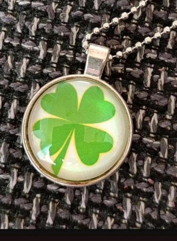 Ketting klavertje vier, Verzenden, Nieuw, Zilver, Met hanger