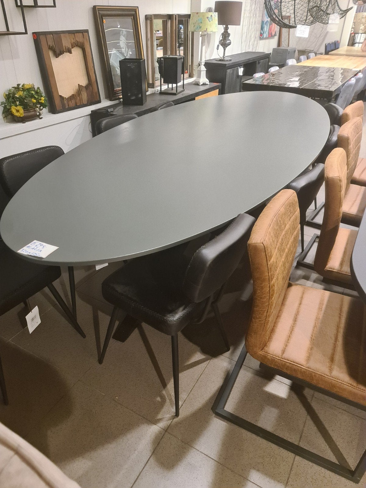nieuwe industriële eettafel 320x128cm acacia nardo grey €795, Ophalen, Hout, ., Nieuw