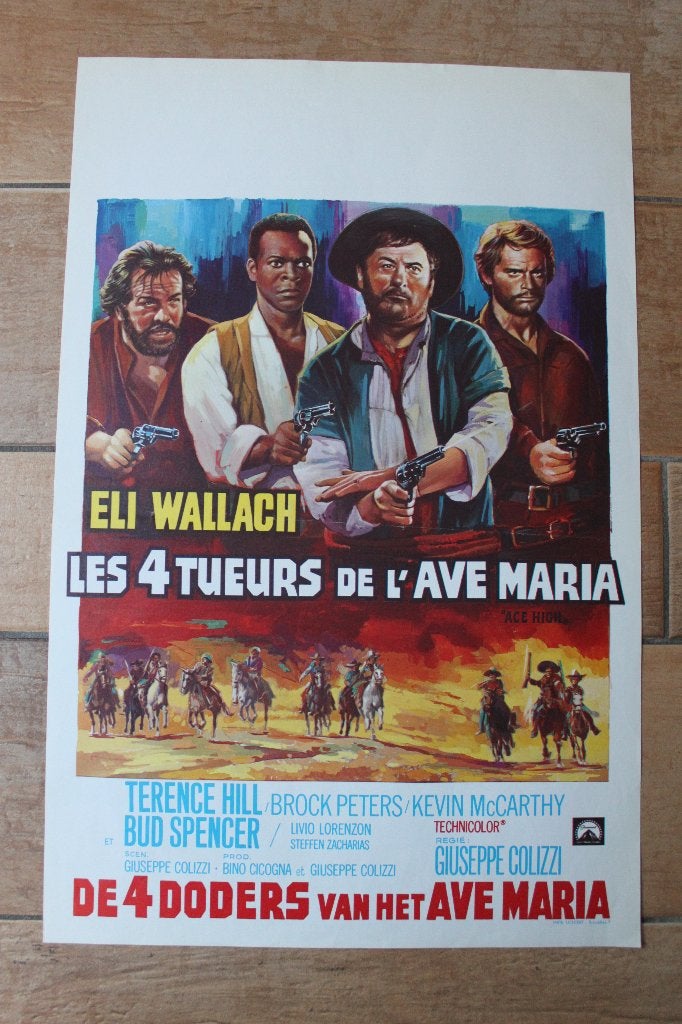 filmaffiche Terence Hill Ace High 1968 filmposter, Rechthoekig Staand, Ophalen of Verzenden, Zo goed als nieuw, A1 t/m A3