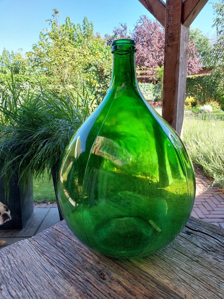 Grote Vintage Groene Gistfles / Dame Jeanne  – Vloervaas, Ophalen