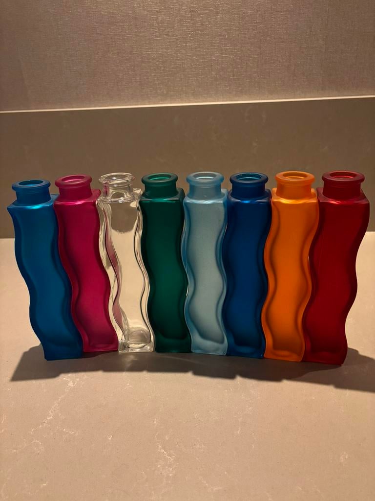 Ikea vintage kronkel-/golf vaasjes ontwerper Sigga Heimis, Gebruikt, Overige kleuren, Ophalen of Verzenden, Glas