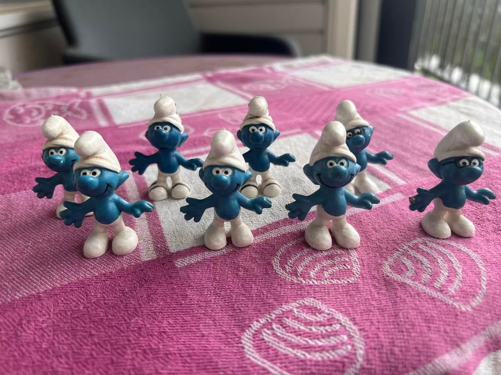8 vintage oude smurfen, gewone, bril en gevangenis, Verzamelen, Smurfen, Ophalen of Verzenden, Zo goed als nieuw, Verschillende Smurfen
