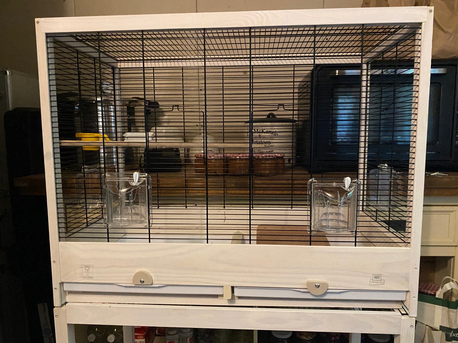 Vogelkooi Giulietta 6 met onderstel.Zo goed als nieuw!!, Dieren en Toebehoren, Ophalen, Zo goed als nieuw, Hout, Vogelkooi