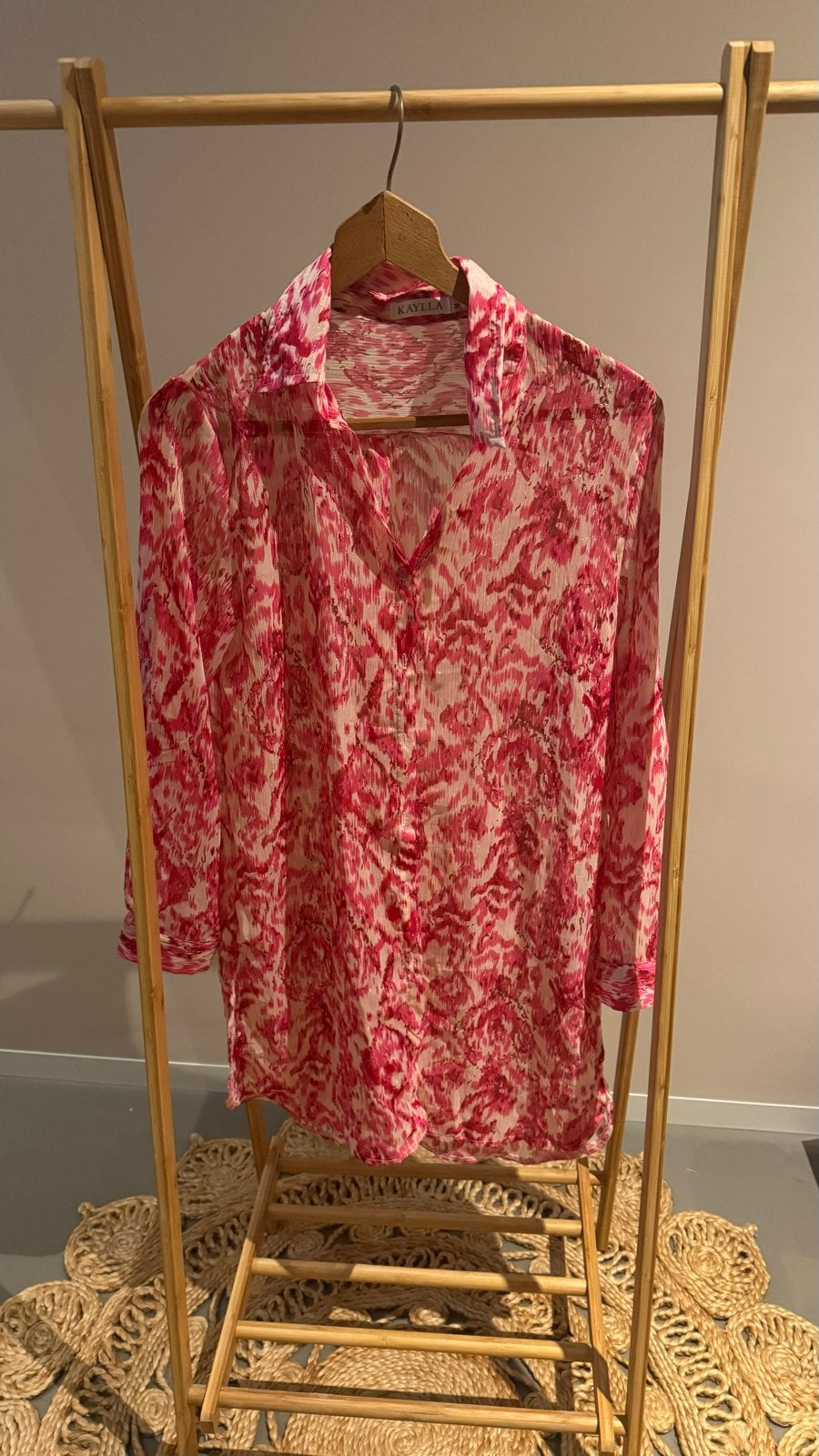 KAYLLA roze/wit overhemd jurkje, Maat 38/40 (M), Ophalen of Verzenden, Zo goed als nieuw, Roze