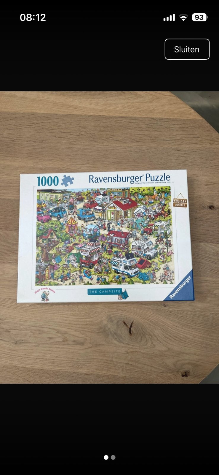 Ravensburger puzzel 1000 stukjes campsite, Hobby en Vrije tijd, Denksport en Puzzels, Ophalen of Verzenden, 500 t/m 1500 stukjes