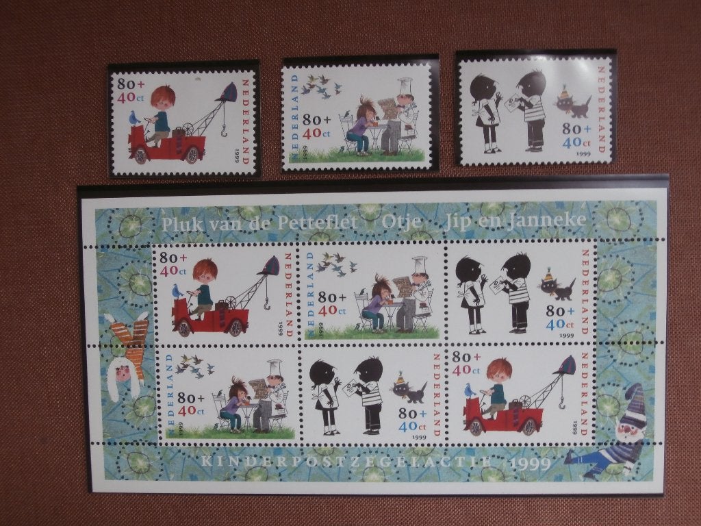 NL 1999; serie + velletje KINDERZEGELS JIP EN JANNEKE, Postzegels en Munten, Verzenden, Na 1940, Postfris