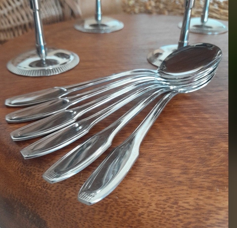 Vintage Letang Remy Inox 18-8 Dessertcoupes met Lepels, Antiek en Kunst, Ophalen of Verzenden